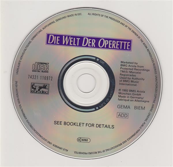 Various : Die Welt Der Operette (CD, Comp, Smplr)