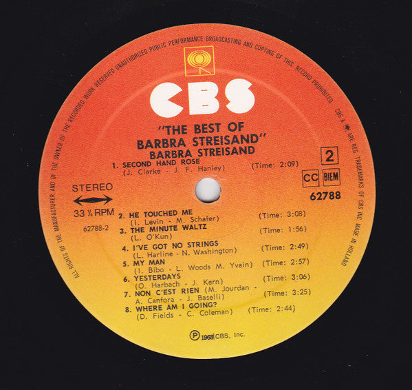 Barbra Streisand : The Best Of Barbra Streisand (LP, Comp, RE)