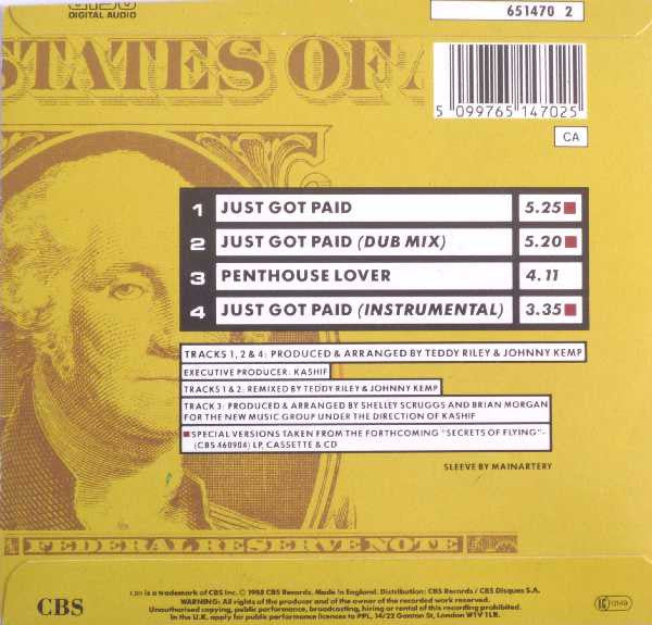 Johnny Kemp : Just Got Paid (CD, Single)