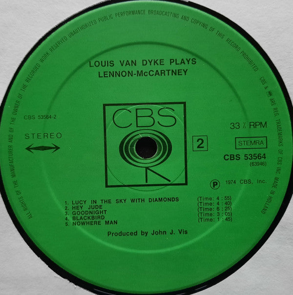 Louis van Dijk : Louis van Dyke Plays Lennon-McCartney (LP, Album, RE)