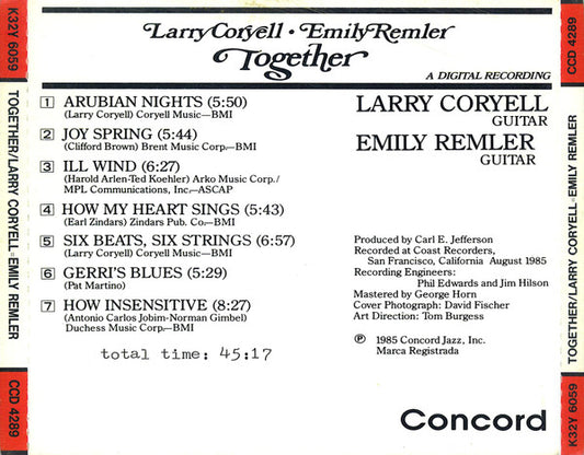 Larry Coryell & Emily Remler : Together (CD, Album)