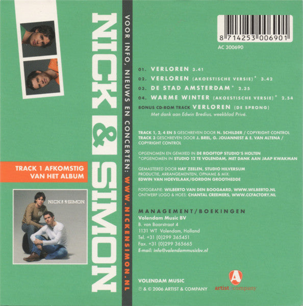 Nick & Simon : Verloren (CD, Single, Enh)