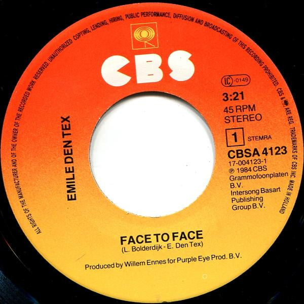 Emile Den Tex : Face To Face (7", Single)