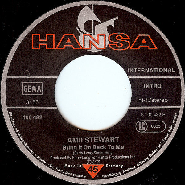 Amii Stewart : Light My Fire (7", Single)