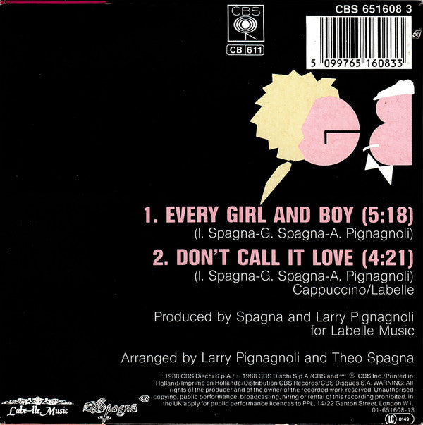 Ivana Spagna : Every Girl And Boy (CD, Mini, Single, Car)
