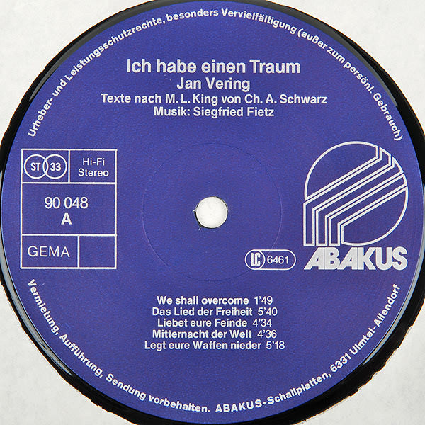 Jan Vering : Ich Habe Einen Traum (LP, Album)