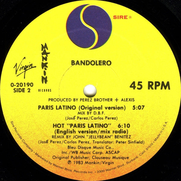 Bandolero : Hot "Paris Latino" (12", Maxi)