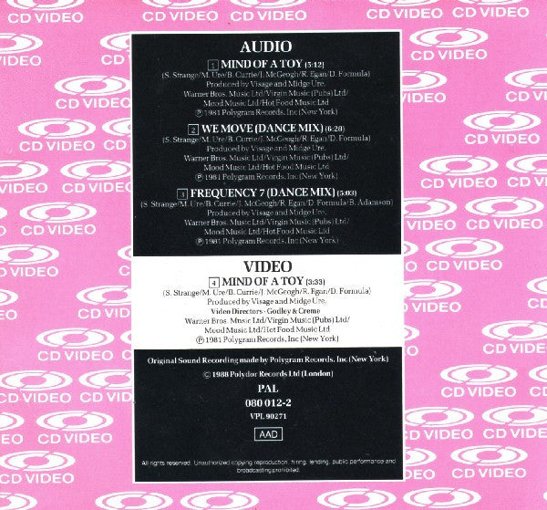 Visage : Mind Of A Toy (CDV, 5", Single, PAL)