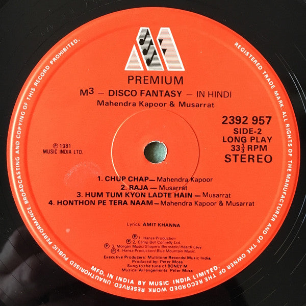 Musarrat Nazir & Mahendra Kapoor : M3 Disco Fantasy In Hindi (LP)