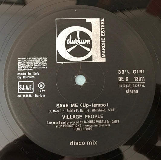 Village People : Sleazy (Disco Mix) / Save Me (Uptempo Version) (12")