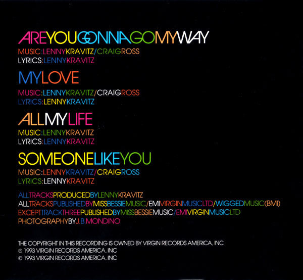 Lenny Kravitz : Are You Gonna Go My Way (CD, Single)