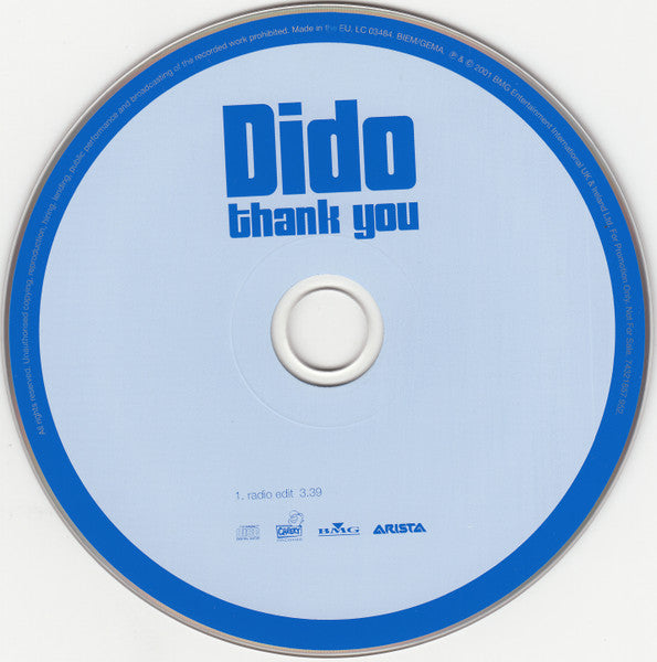 Dido : Thank You (CD, Single, Promo)