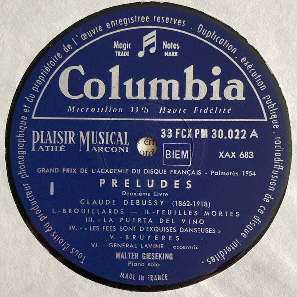 Claude Debussy - Walter Gieseking : Préludes - Livre 2 (LP, Mono, RE)