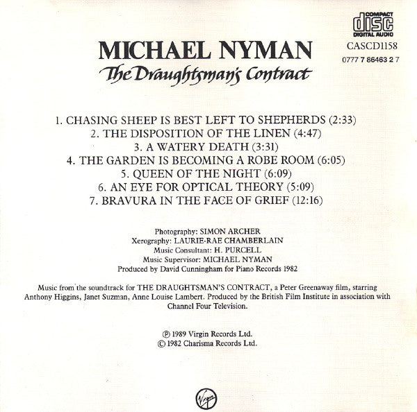 Michael Nyman : The Draughtsman's Contract (CD, Album)