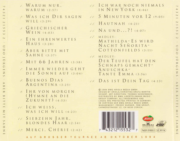 Udo Jürgens : Aber Bitte Mit Sahne (Seine Großen Erfolge) (CD, Comp)