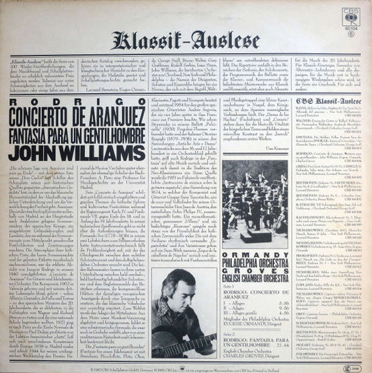 Joaquín Rodrigo, John Williams (7), Eugene Ormandy, The Philadelphia Orchestra / Sir Charles Groves, English Chamber Orchestra : Concerto De Aranjuez / Fantasia Para Un Gentilhombre (LP, Comp)