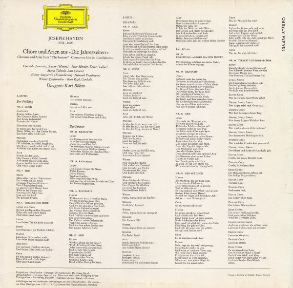 Joseph Haydn : Die Jahreszeiten (Chöre Und Arien) (LP)