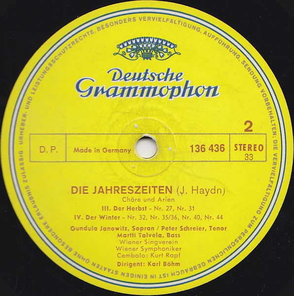 Joseph Haydn : Die Jahreszeiten (Chöre Und Arien) (LP)