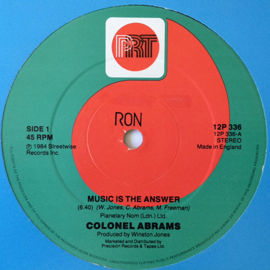 Colonel Abrams : Music Is The Answer (12", Single, Blu)