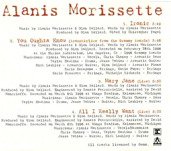 Alanis Morissette : Ironic (CD, Maxi)