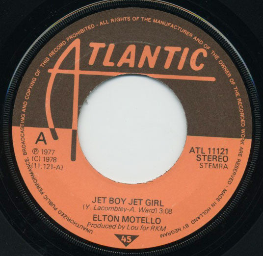 Elton Motello : Jet Boy Jet Girl (7", Single)