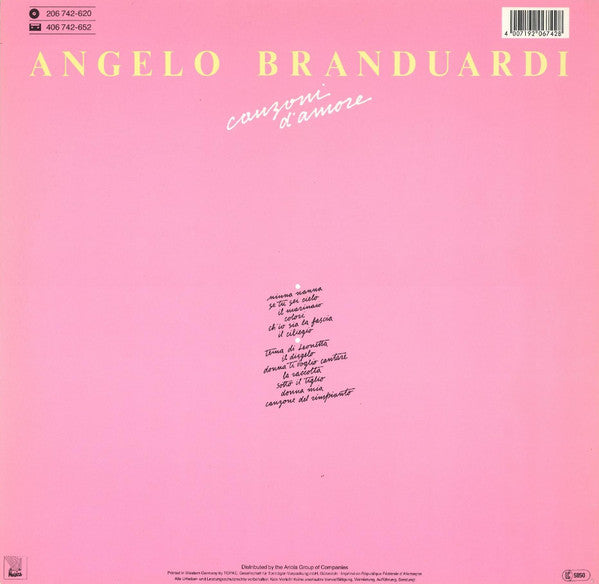 Angelo Branduardi : Canzoni D'Amore (LP, Comp)
