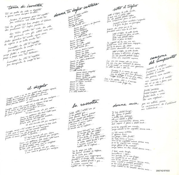 Angelo Branduardi : Canzoni D'Amore (LP, Comp)