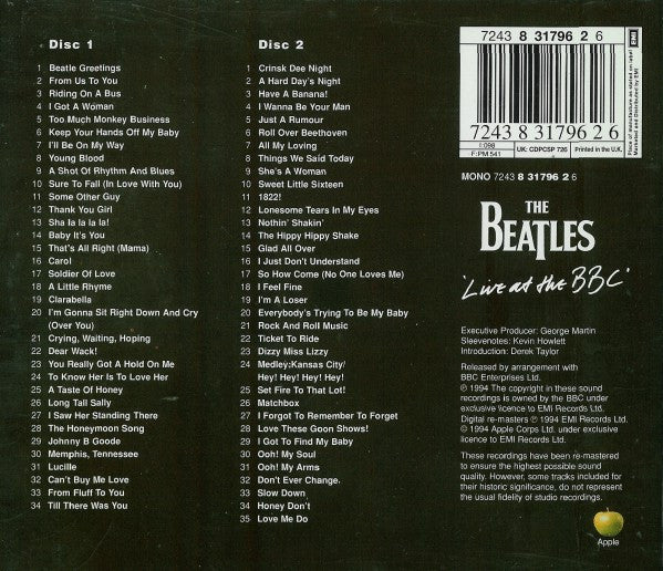The Beatles : Live At The BBC (2xCD, Album, Mono, RM)