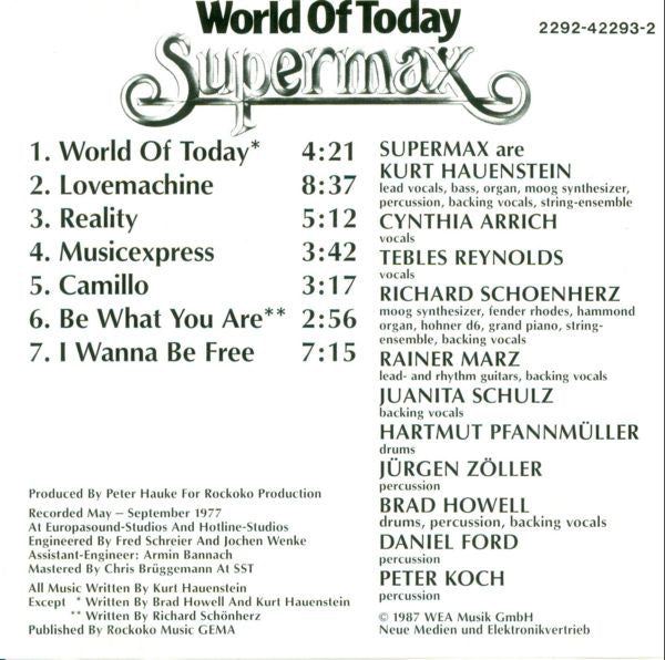 Supermax : World Of Today (CD, Album, RE)