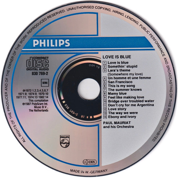 Paul Mauriat And His Orchestra : Love Is Blue (CD, Comp)