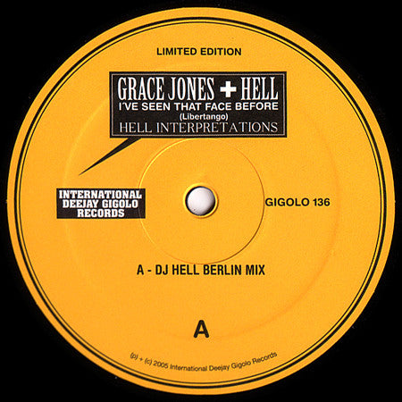 Grace Jones + Hell : I've Seen That Face Before (Libertango) (Hell Interpretations) (12", Ltd)