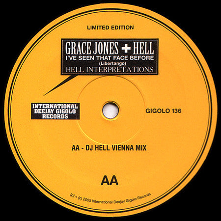 Grace Jones + Hell : I've Seen That Face Before (Libertango) (Hell Interpretations) (12", Ltd)