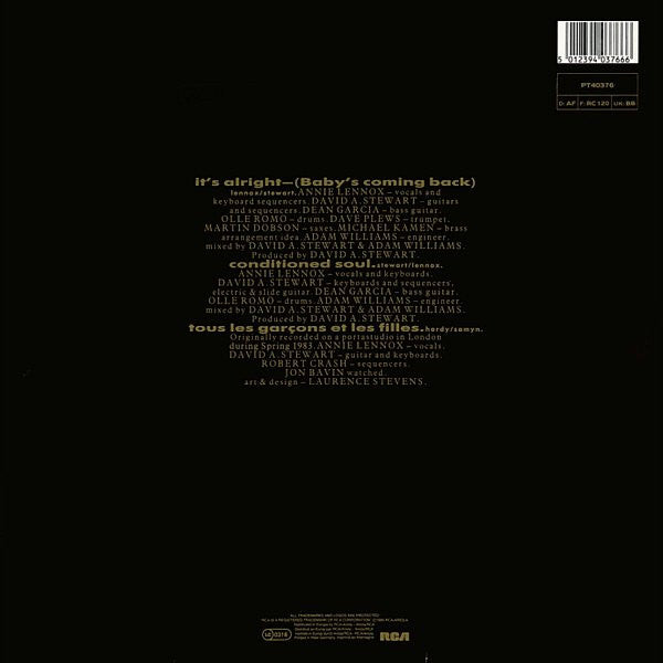 Eurythmics : It's Alright (Baby's Coming Back) (12", Maxi)
