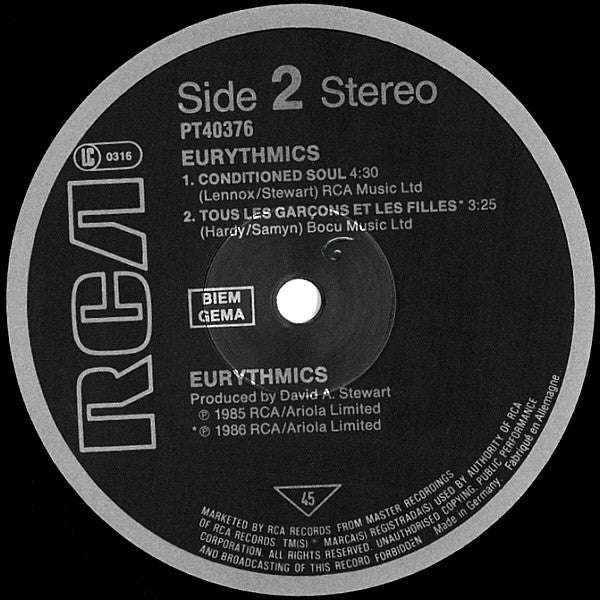 Eurythmics : It's Alright (Baby's Coming Back) (12", Maxi)