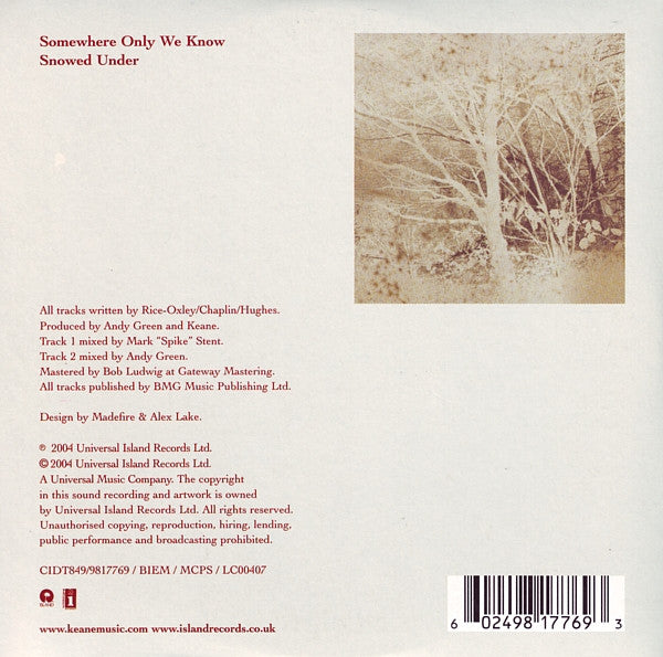 Keane : Somewhere Only We Know (CD, Single, M/Print)