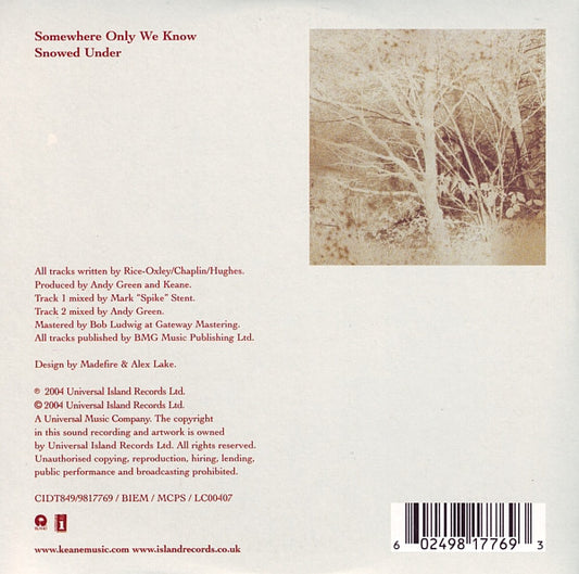Keane : Somewhere Only We Know (CD, Single, M/Print)