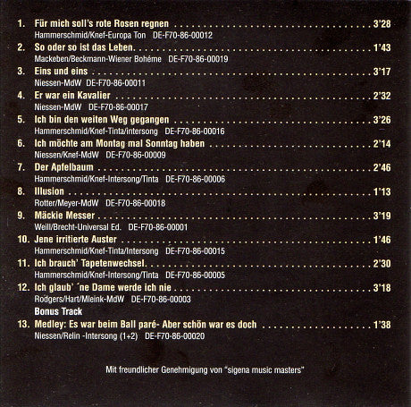 Hildegard Knef : In Memoriam (CD, Comp)