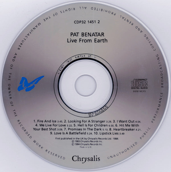 Pat Benatar : Live From Earth (CD, Album, RE)