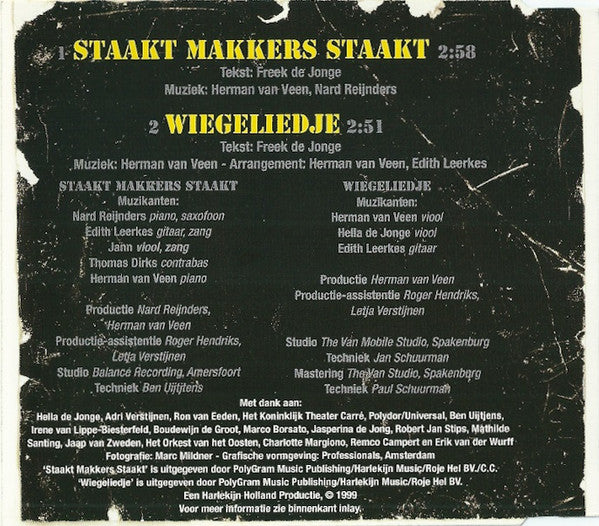 Herman van Veen, Freek de Jonge : Staakt Makkers Staakt (CD, Single)