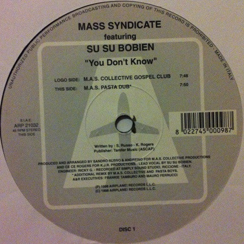 Mass Syndicate : You Don't Know (2x12")