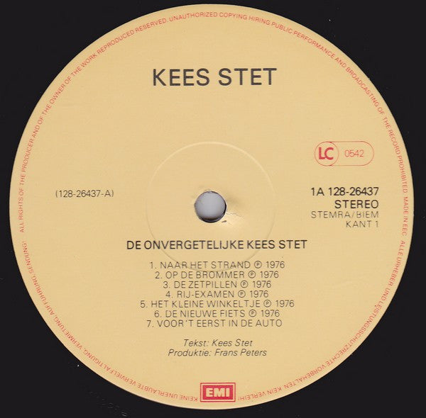 Kees Stet : De Onvergetelijke Kees Stet (2xLP, Comp)