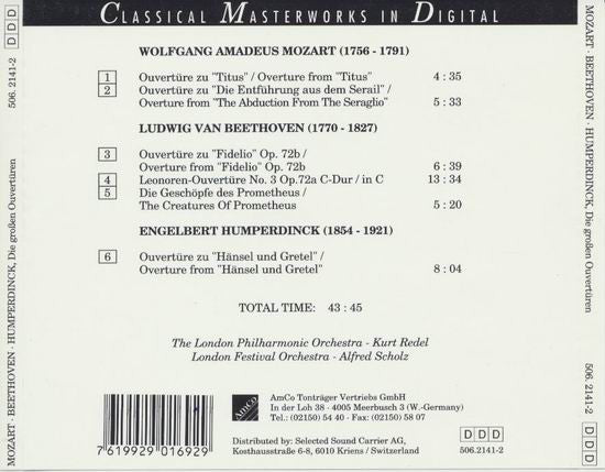 Wolfgang Amadeus Mozart - Ludwig van Beethoven - Engelbert Humperdinck (2) : Die Grossen Ouvertüren = The Great Overtures (CD, Album)