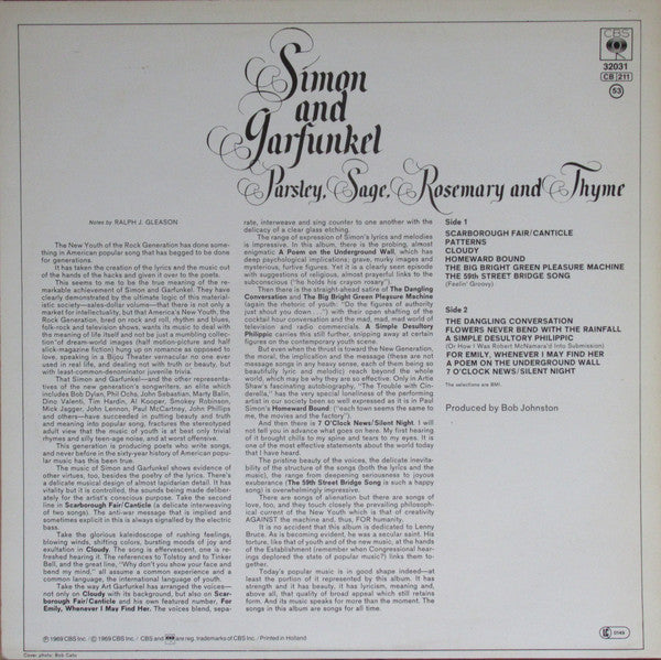 Simon & Garfunkel : Parsley, Sage, Rosemary And Thyme (LP, Album, RE)