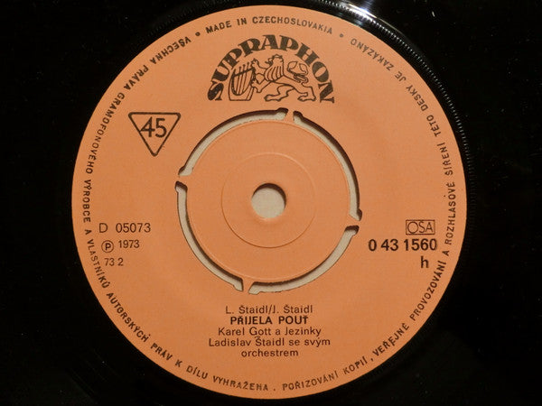 Karel Gott : Přijela Pouť / Dopis Domů (7", Mono)