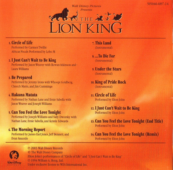 Elton John, Tim Rice, Hans Zimmer : The Lion King : Special Edition (Original Motion Picture Soundtrack) (CD, Album, RE, RM, S/Edition)