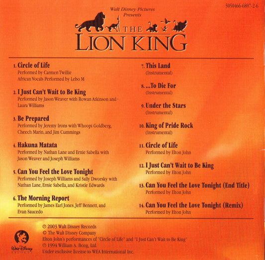Elton John, Tim Rice, Hans Zimmer : The Lion King : Special Edition (Original Motion Picture Soundtrack) (CD, Album, RE, RM, S/Edition)