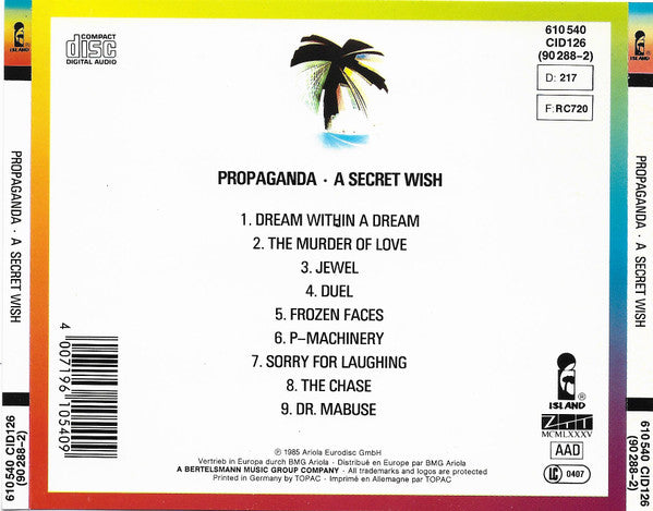 Propaganda : A Secret Wish (CD, Album, RE)