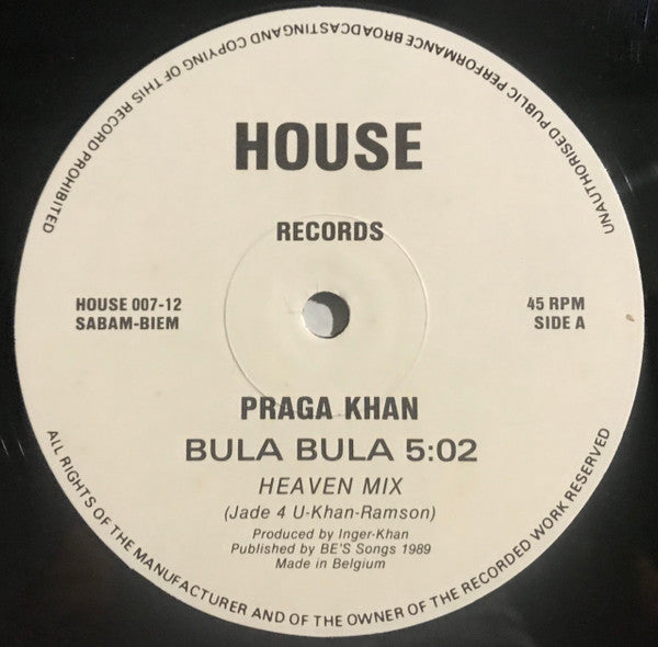 Praga Khan : Bula Bula (12")