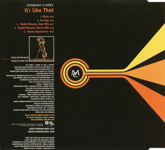 Mariah Carey : It's Like That (CD, Single)