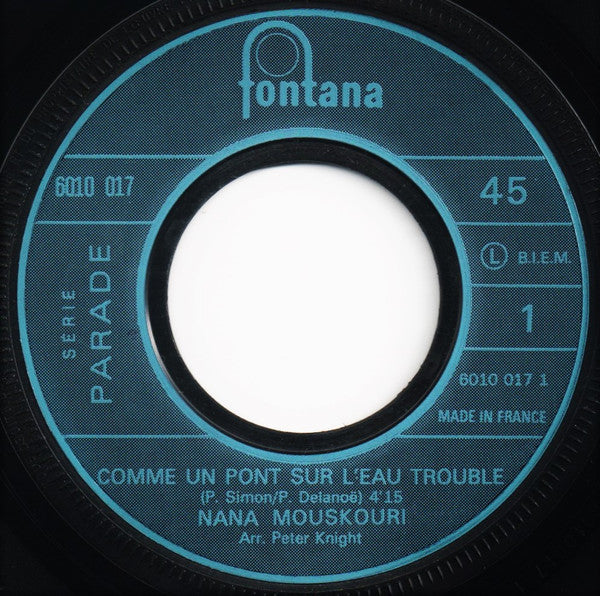 Nana Mouskouri : Comme Un Pont Sur L'Eau Trouble / Adieu Mes Amis (7", Single)